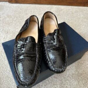 Cole Haan | Women's Black Patent Leather Croc Embossed Driving Moc (Size 11B)